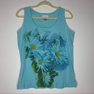 Chaus floral ribbed tank top XL